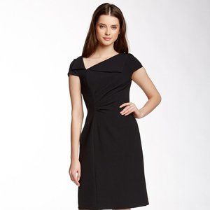 Tahari Black Asymmetrical Collar Dress
